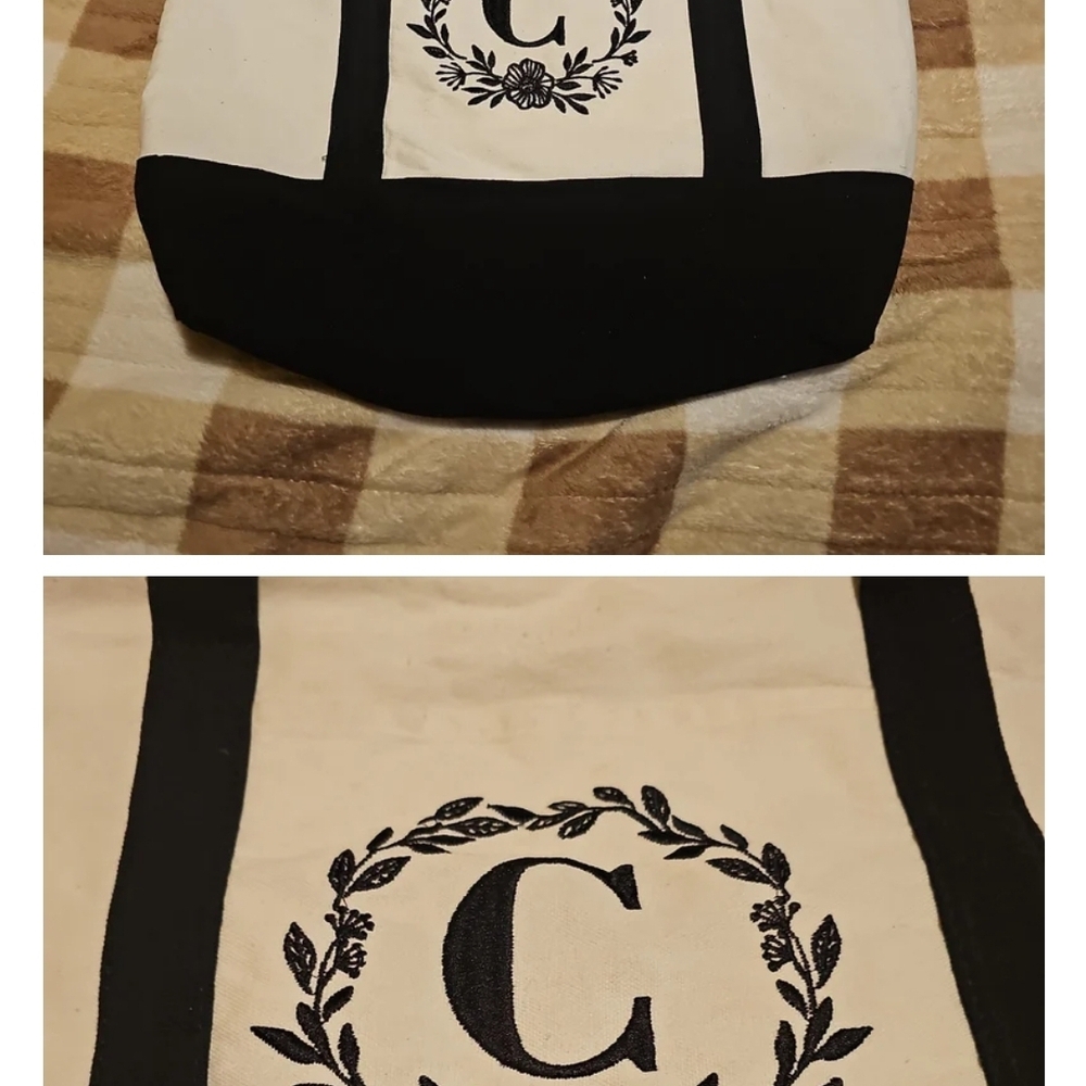 Black and Cream Tote Bag